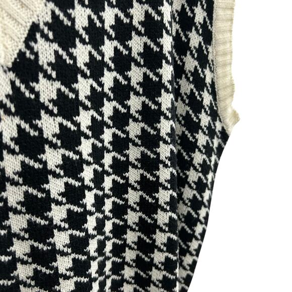 Plus Sz Black White Houndstooth Knit Sweater Vest 3XL Preppy Y2K Academia Retro - Picture 2 of 6